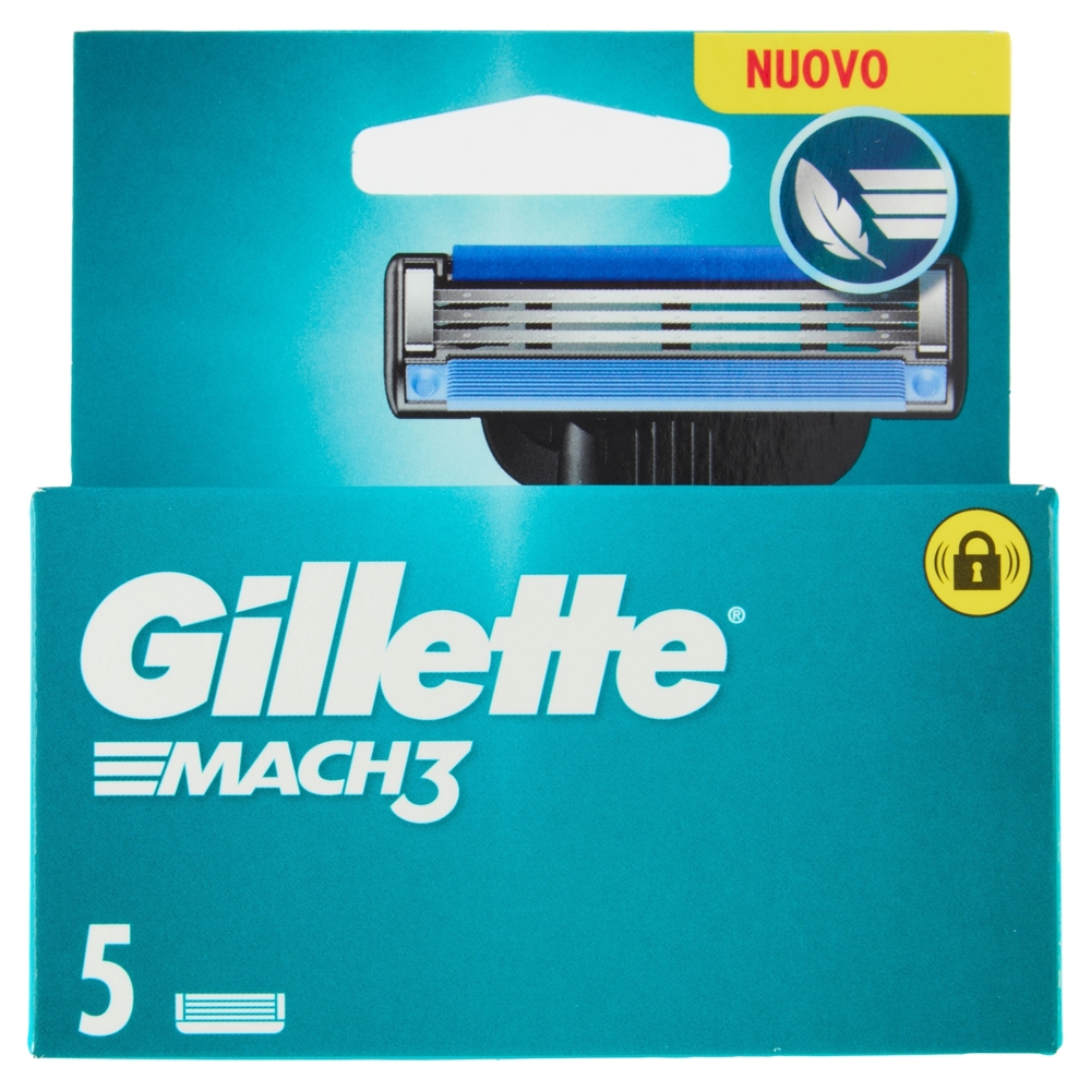 Gillette Lamette Rasoi Uomo Mach3 per Rasoio a 3 Lame, Confezione da 5 Lamette Barba
